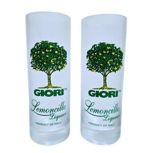 Vintage Giori Lemoncillo Liqueur promotional tall shot glasses